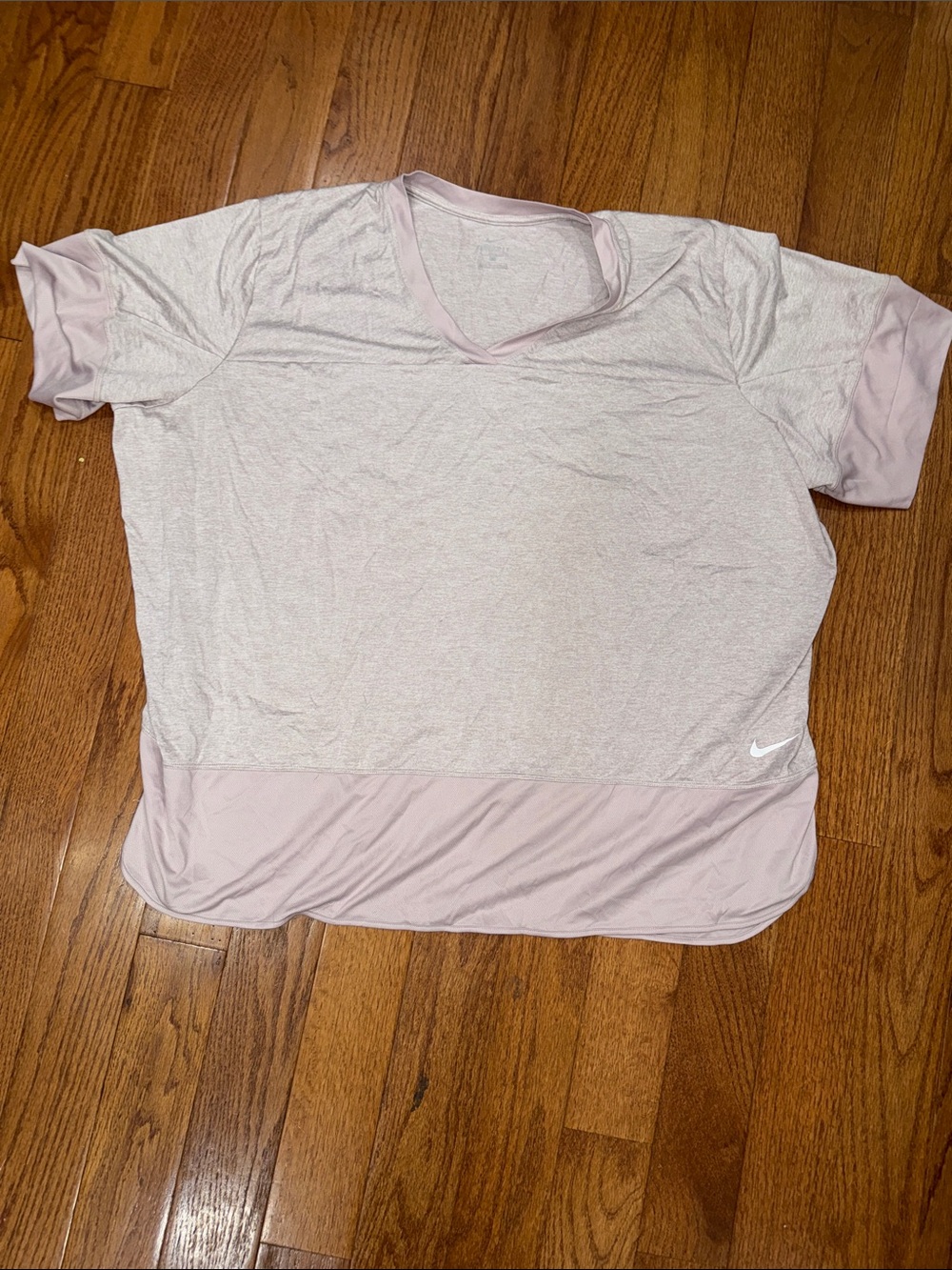 Nike Women's Pale Pink Short Sleeve V-Neck Performance Tee